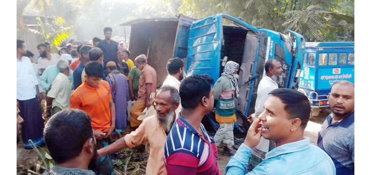 গরু-মহিষ চুরি করে পালানোর সময় ট্রাক উল্টে ১ জনের মৃত্যু
