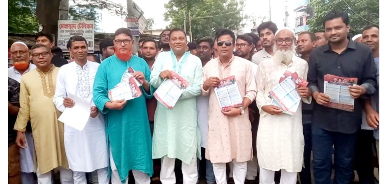 গোমস্তাপুর ইউনিয়ন বিএনপির উদ্যোগে ৩১ দফা বাস্তবায়নের লক্ষে লিফলেট বিতরণ ও পথসভা